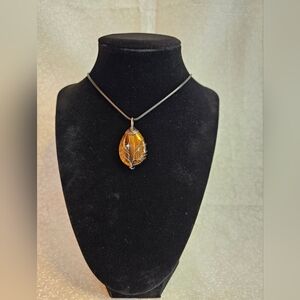 Wire Wrapped Tiger Eye Crystal Necklace New